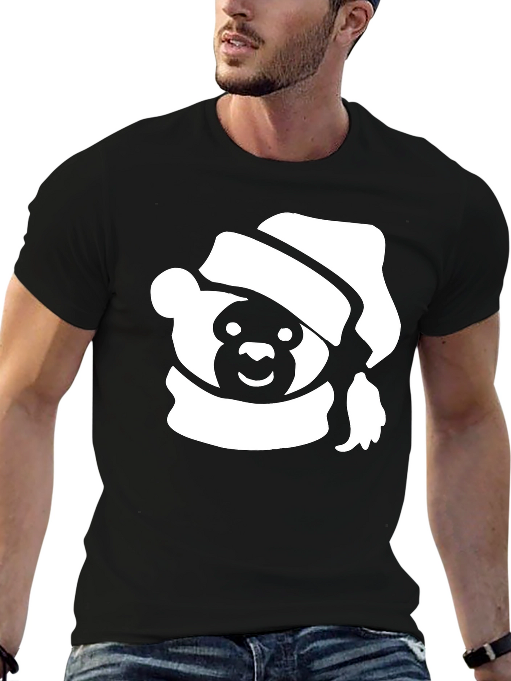 Festive Holiday Bear T-Shirt - Black