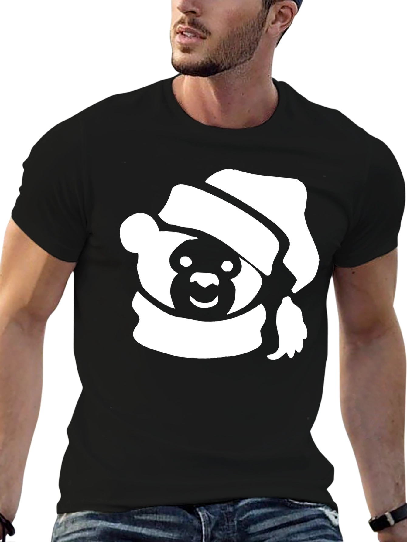 Festive Holiday Bear T-Shirt - Black