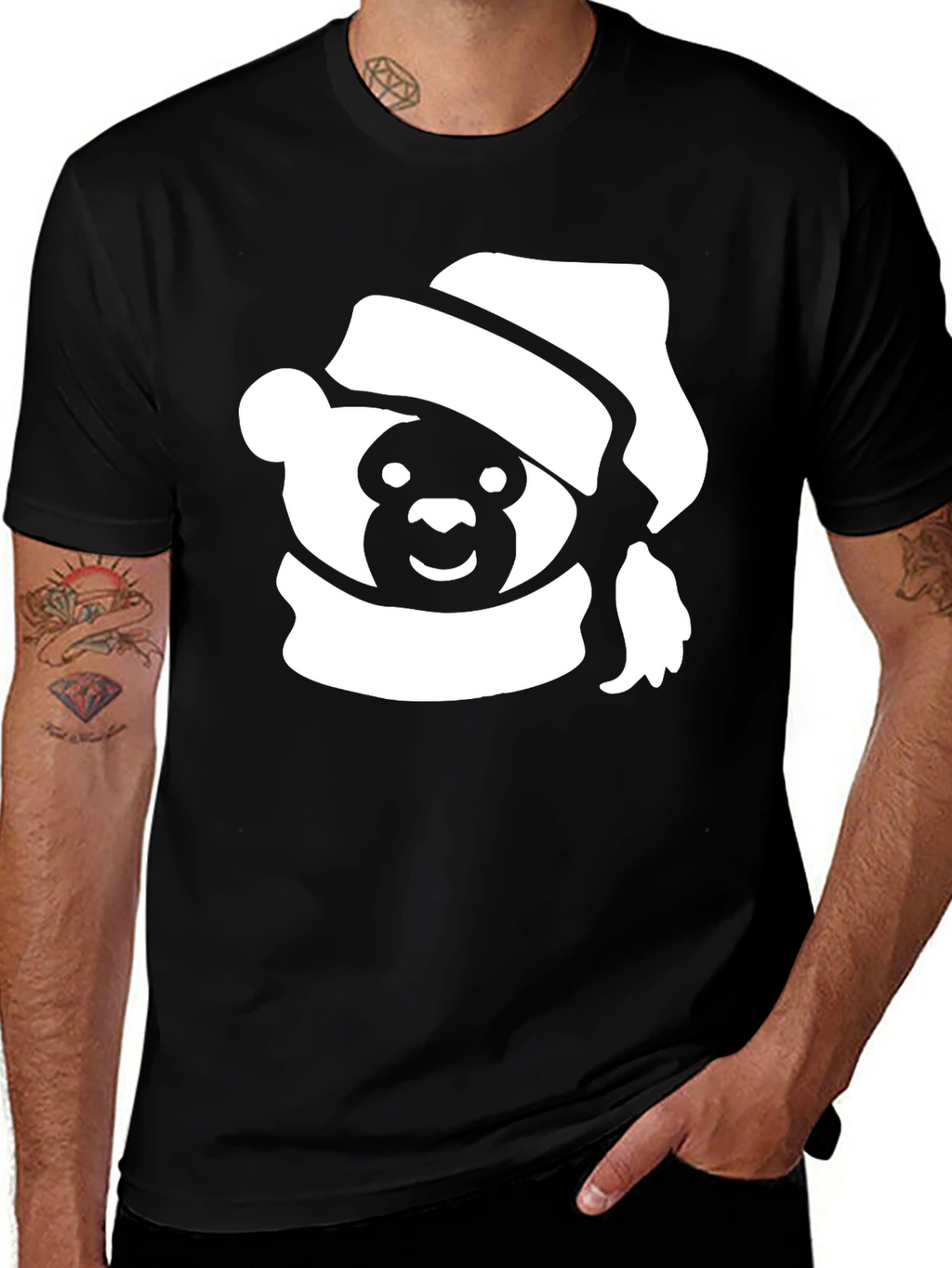 Festive Holiday Bear T-Shirt - Black