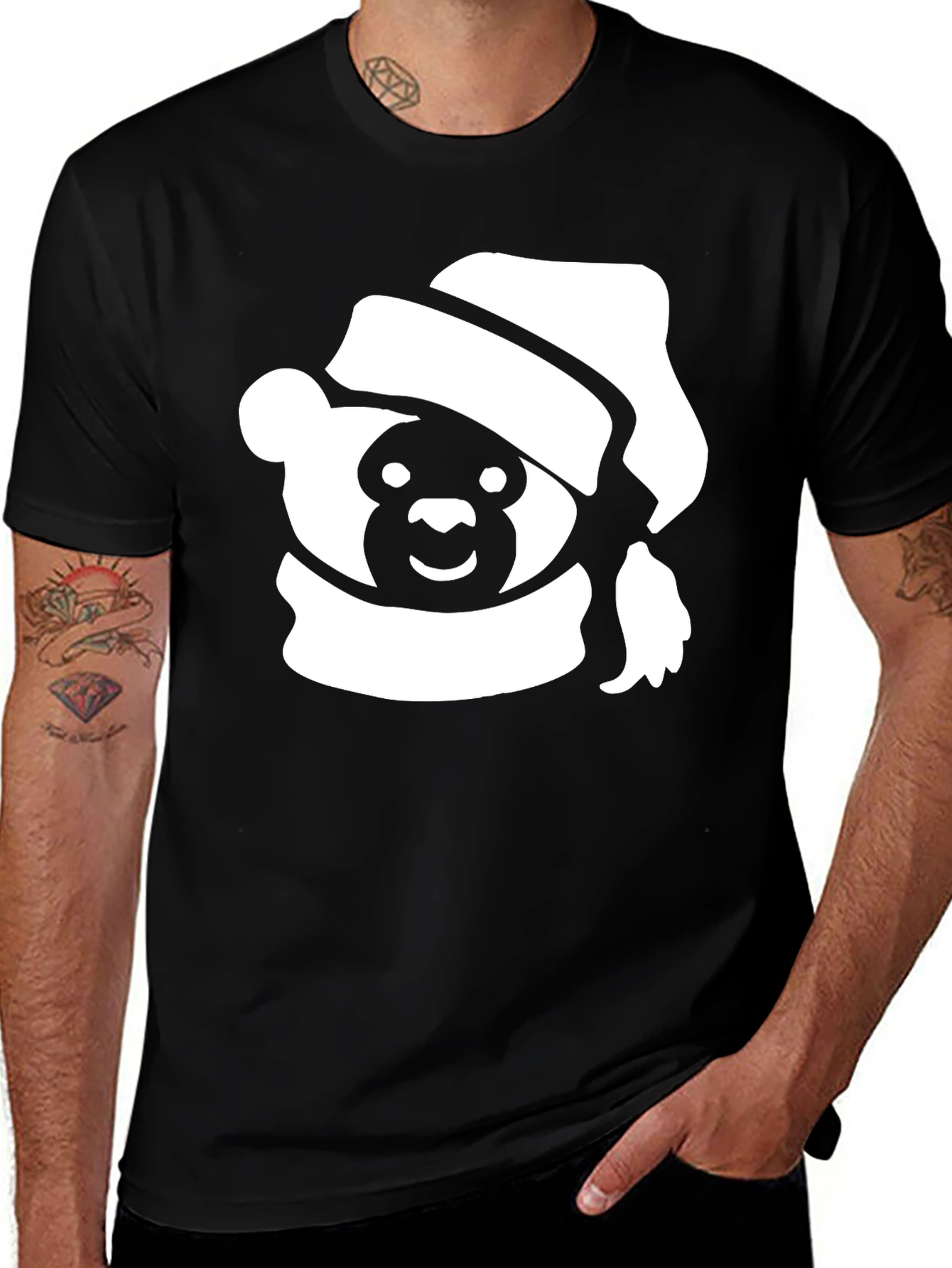 Festive Holiday Bear T-Shirt - Black