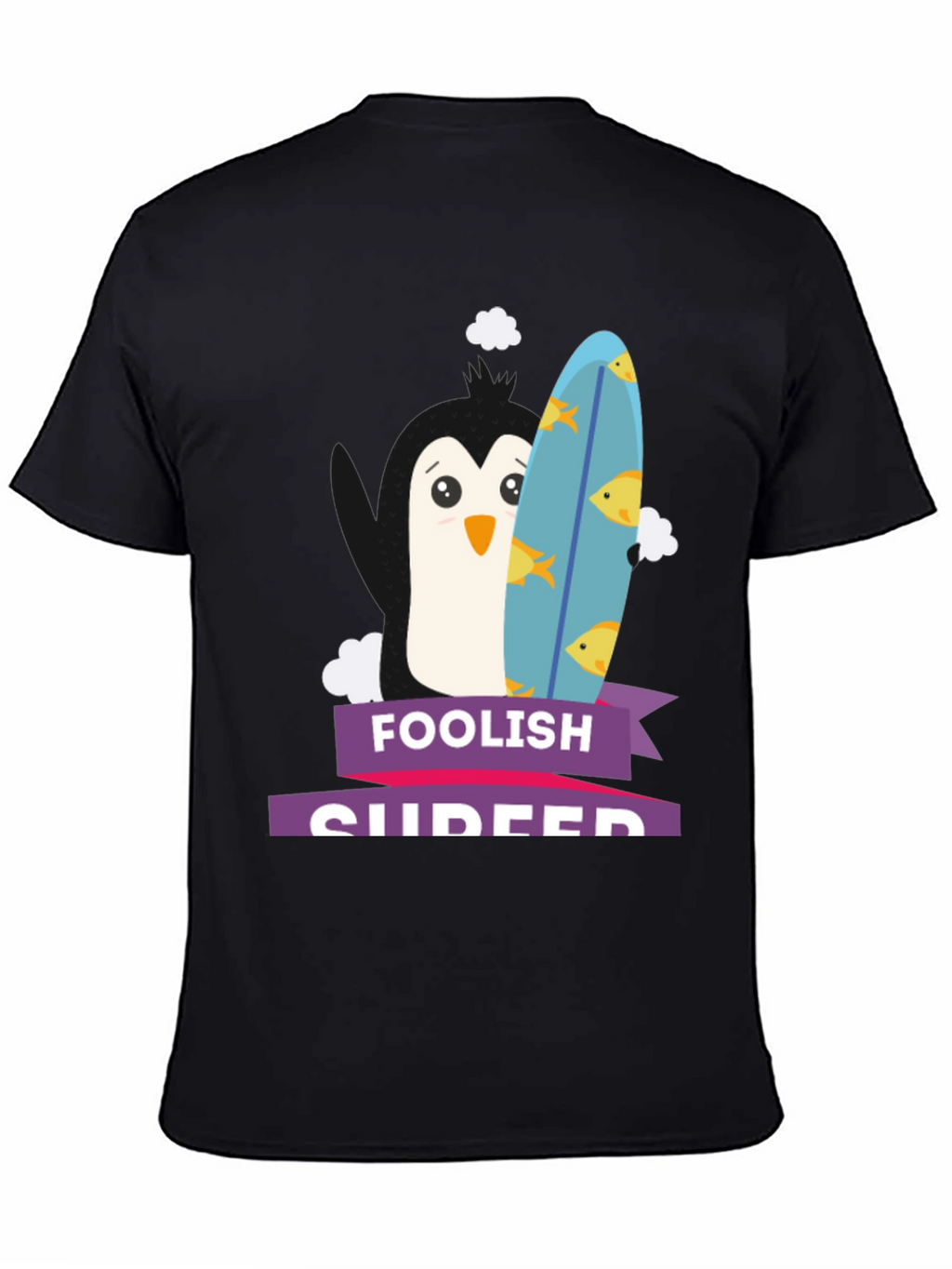 Foolish Surfer Penguin Graphic Tee