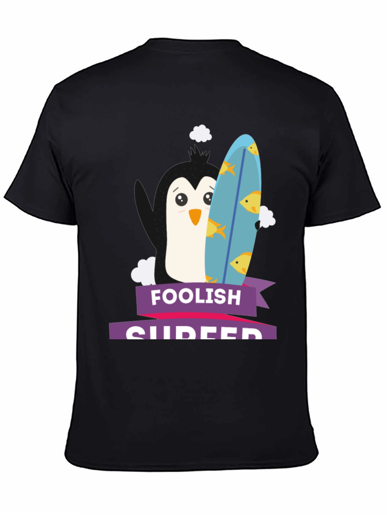 Foolish Surfer Penguin Graphic Tee