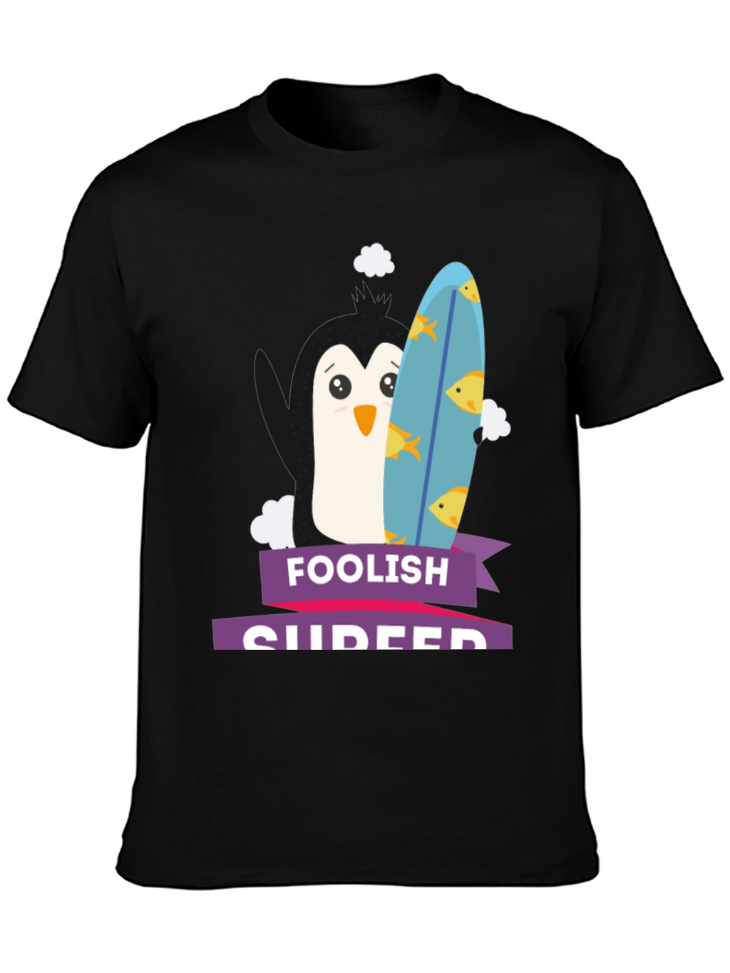 Foolish Surfer Penguin Graphic Tee