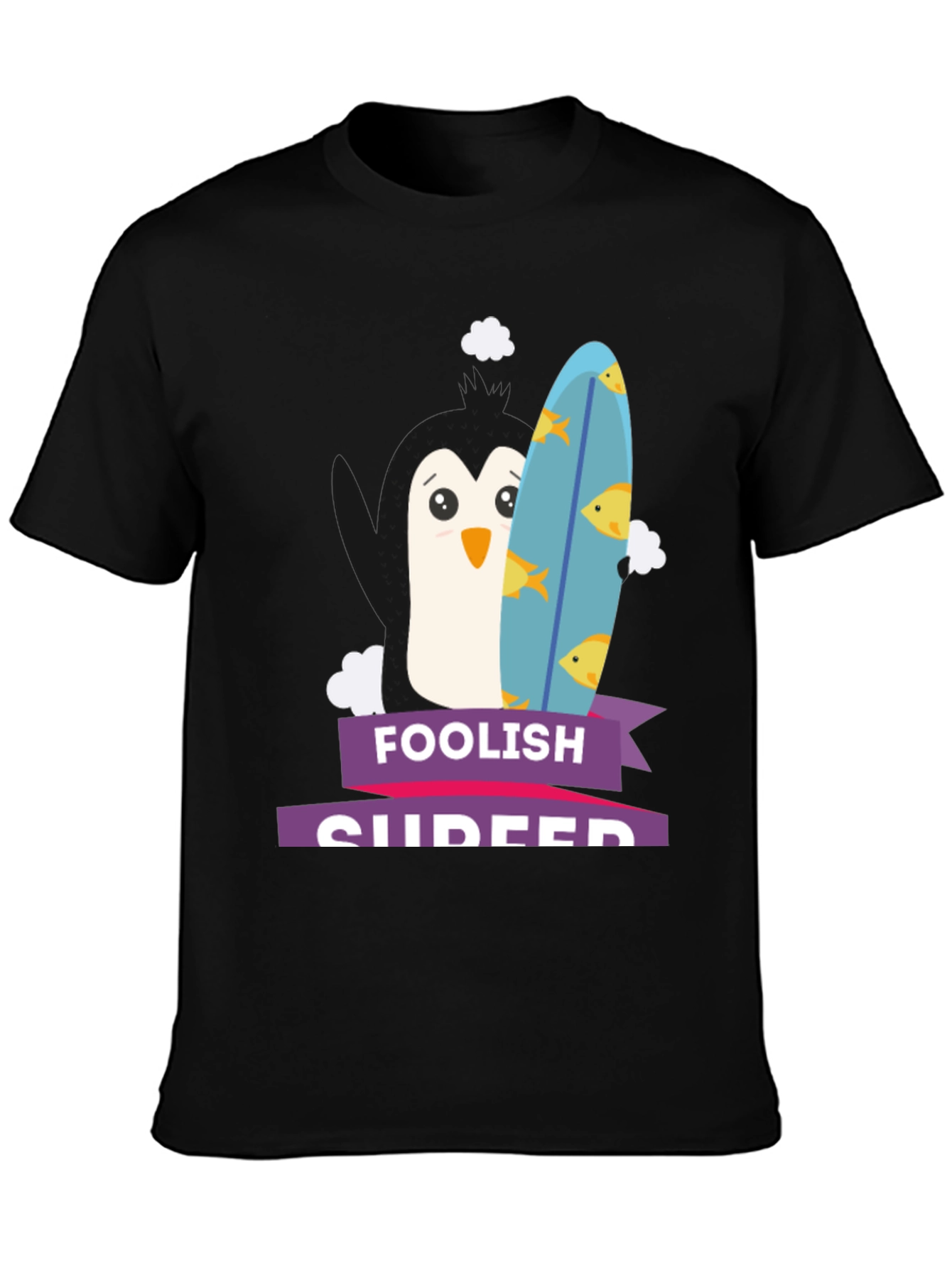 Foolish Surfer Penguin Graphic Tee