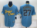 Men's Milwaukee Brewers Willy Adames #27 Blue Stitched Jerseys