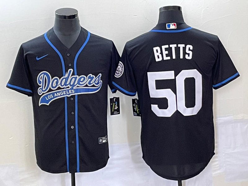 Men's Los Angeles Dodgers Mookie Betts #50 Black Player Jerseys Joint Edition