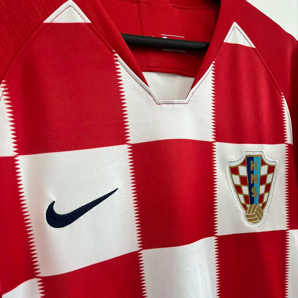 2018 Croatia Home Red White Retro Soccer Jersey Detail 2