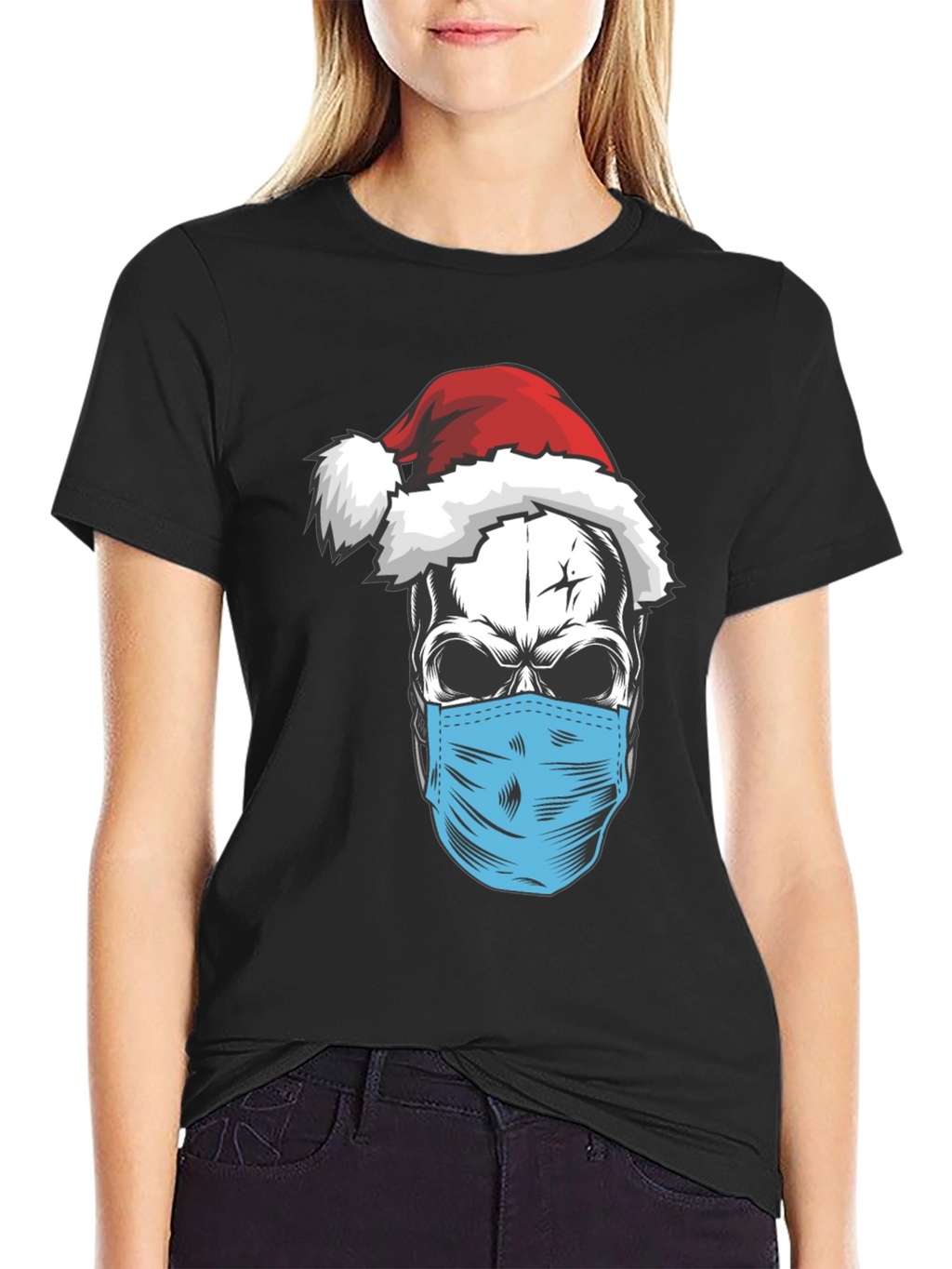 Skull Santa Mask T-Shirt - Holiday Humor