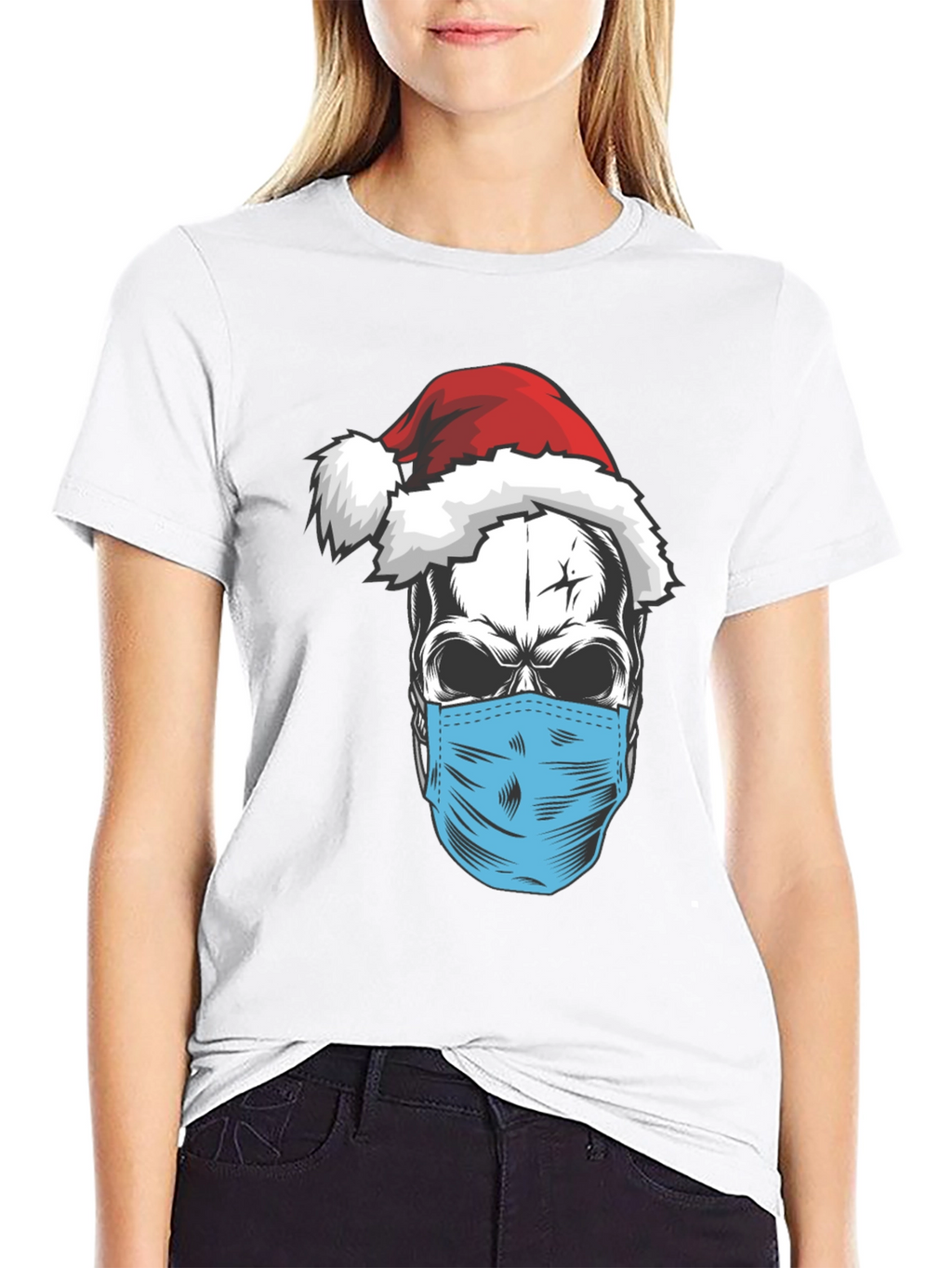 Skull Santa Mask T-Shirt - Holiday Humor