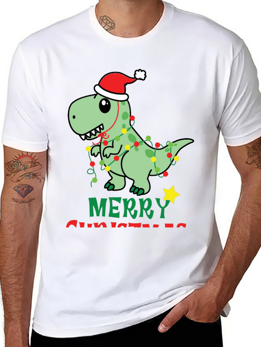 Festive Dinosaur Christmas T-Shirt