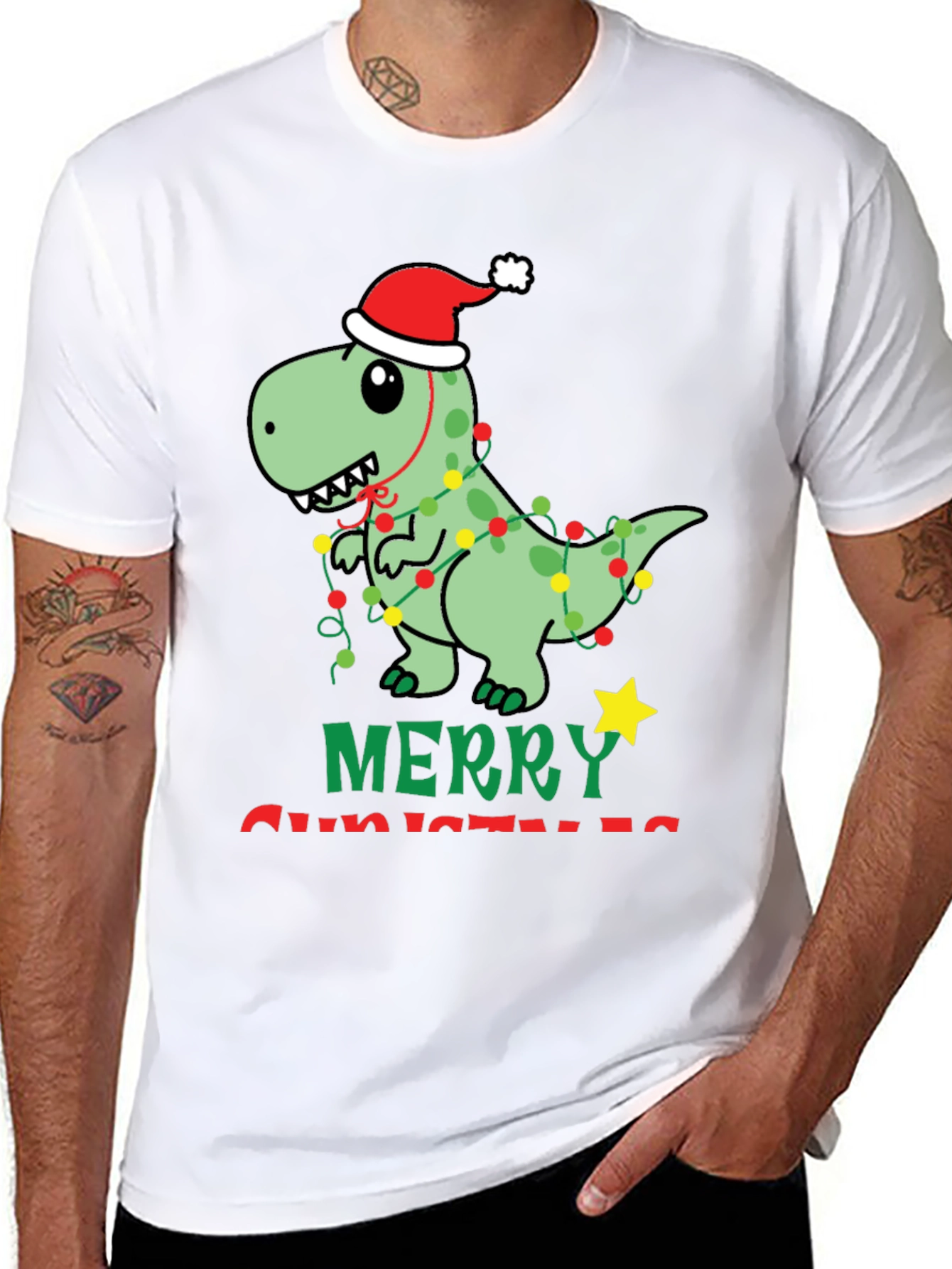 Festive Dinosaur Christmas T-Shirt