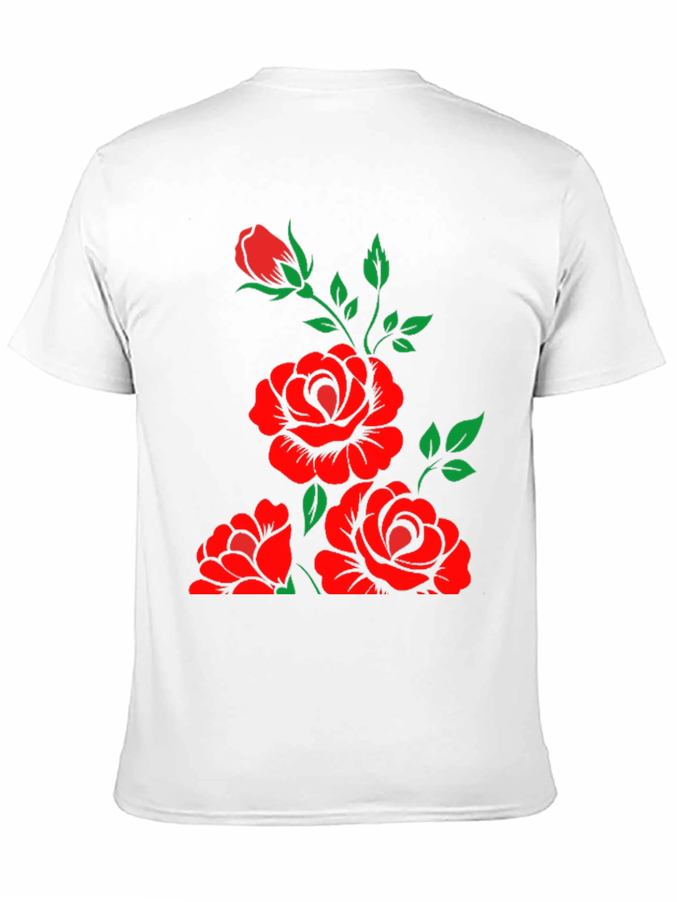 Black T-Shirt with Floral Rose Design