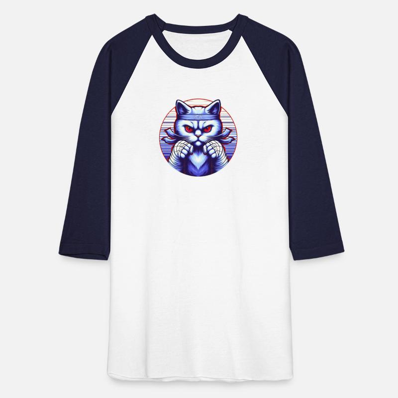 Aggressive blue cat with fiery red eyes