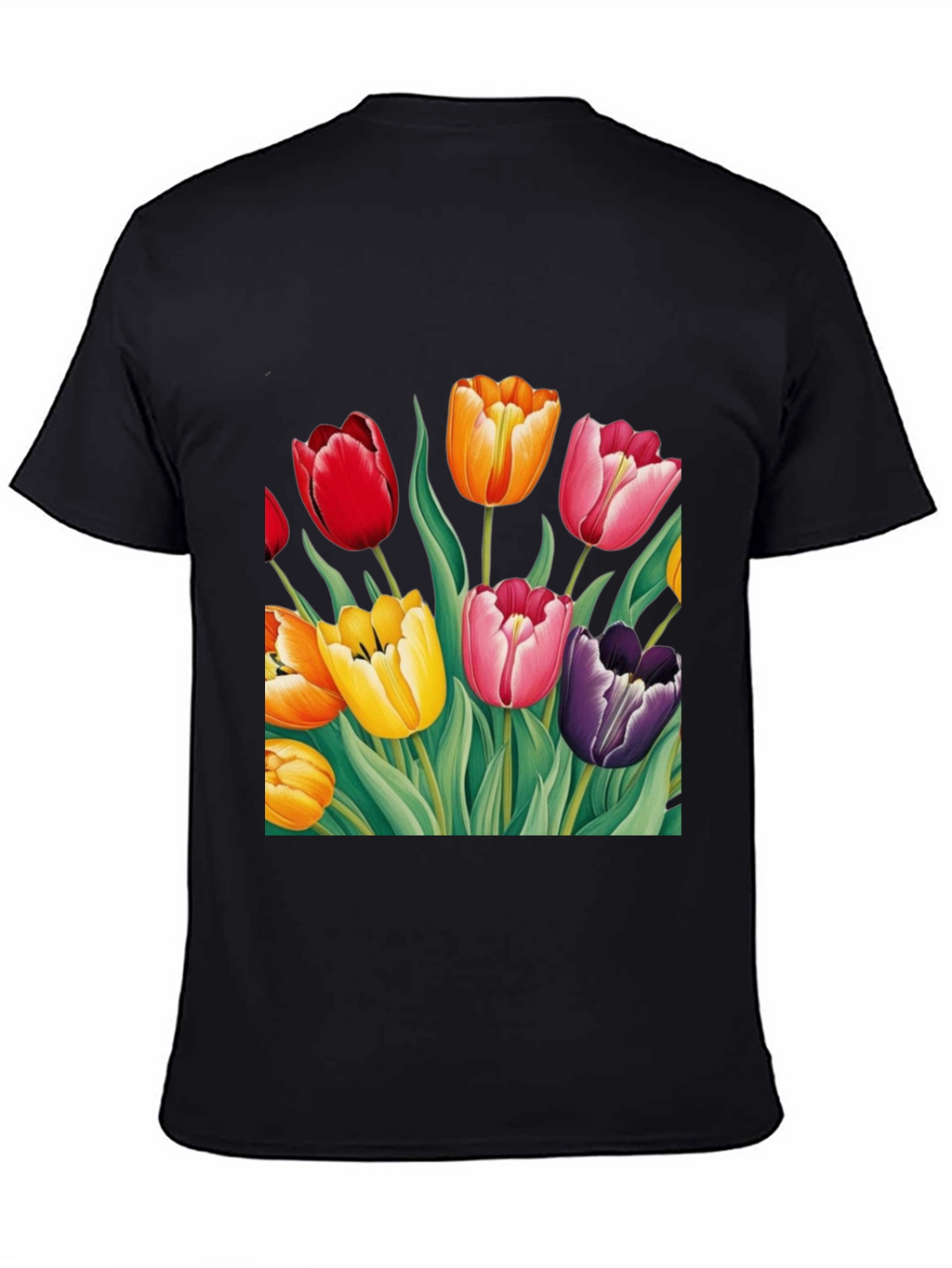 Tulip Garden Graphic Tee - Unisex Black T-Shirt