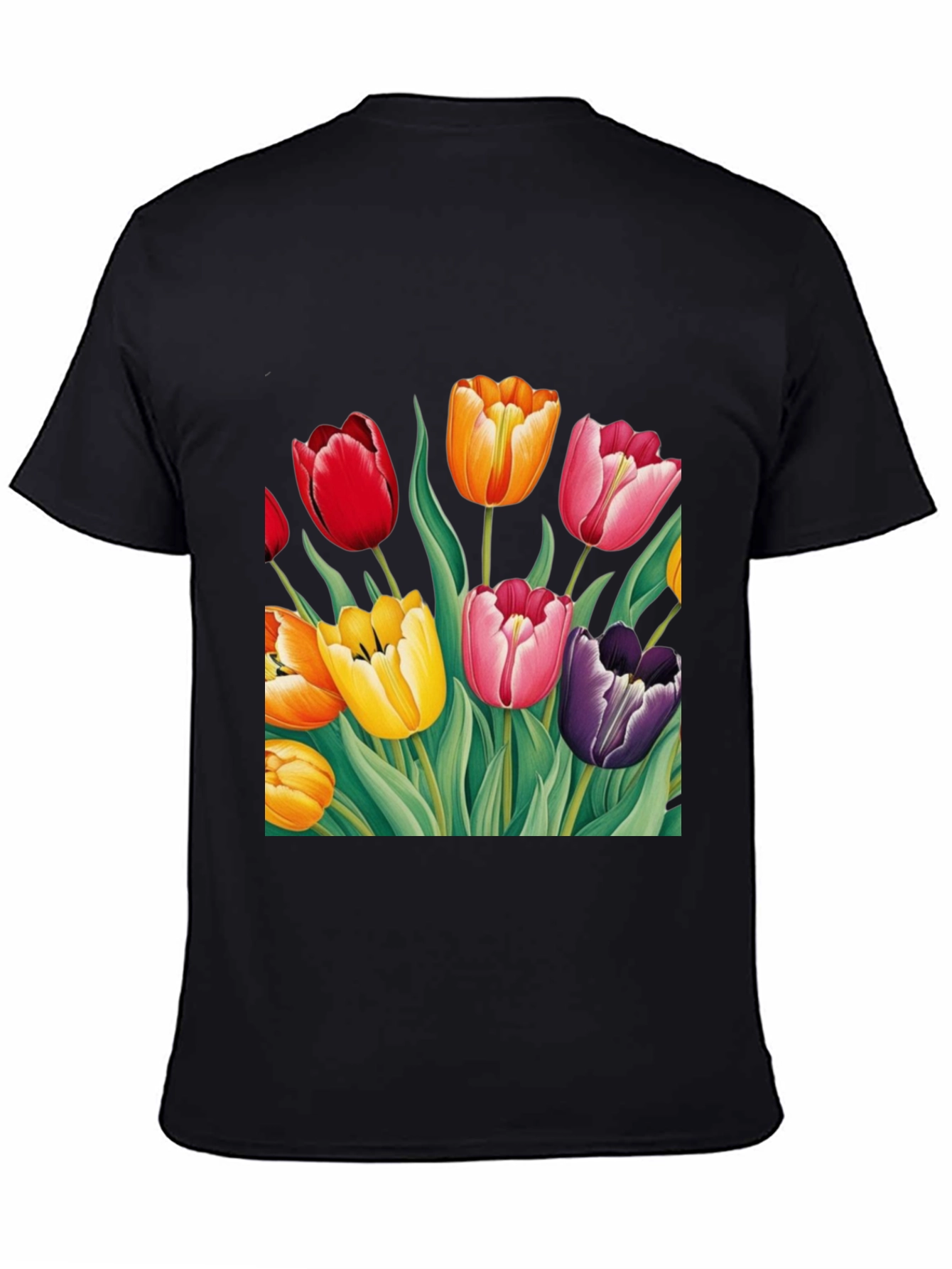 Tulip Garden Graphic Tee - Unisex Black T-Shirt