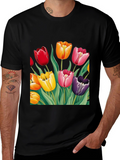 Tulip Garden Graphic Tee - Unisex Black T-Shirt