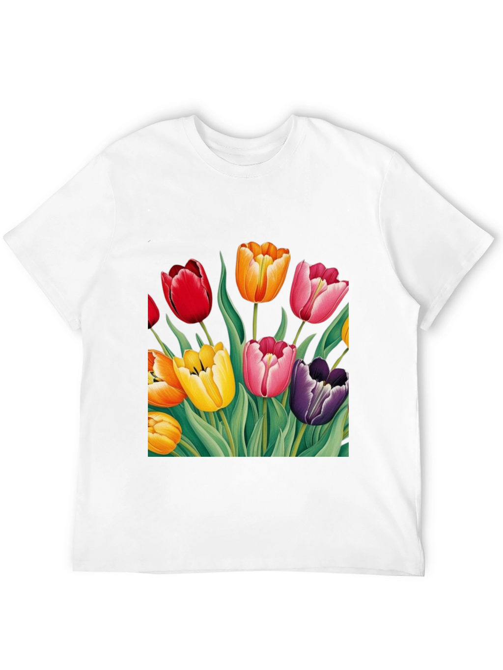 Tulip Garden Graphic Tee - Unisex Black T-Shirt