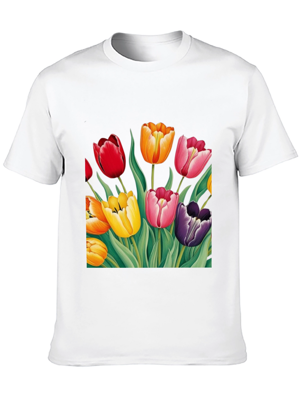 Tulip Garden Graphic Tee - Unisex Black T-Shirt