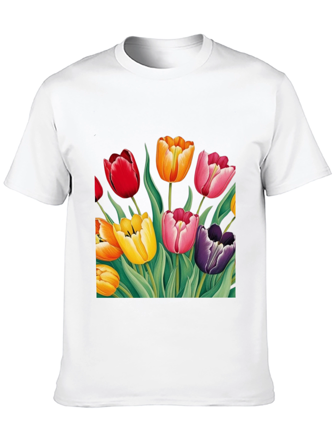 Tulip Garden Graphic Tee - Unisex Black T-Shirt