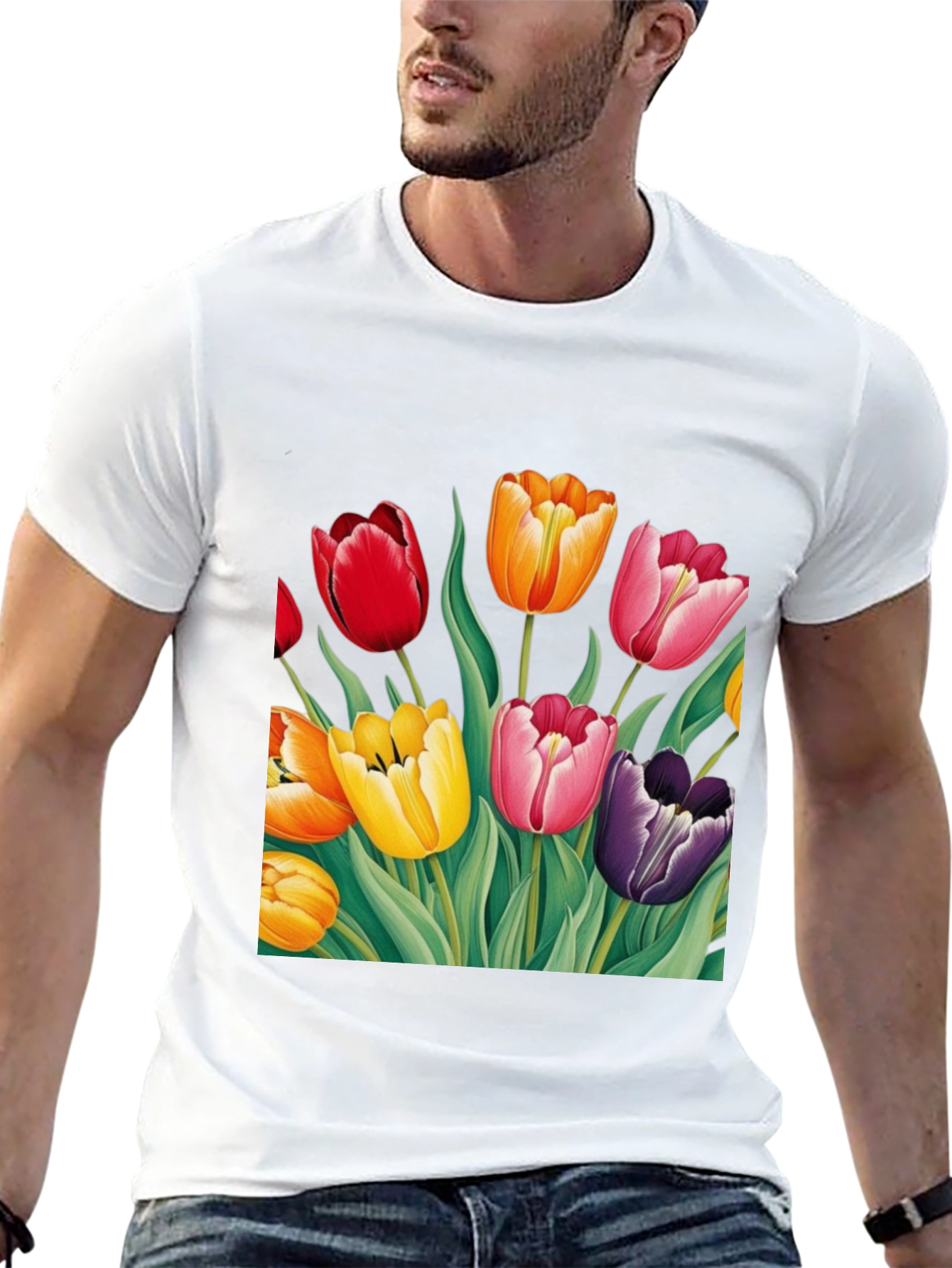 Tulip Garden Graphic Tee - Unisex Black T-Shirt