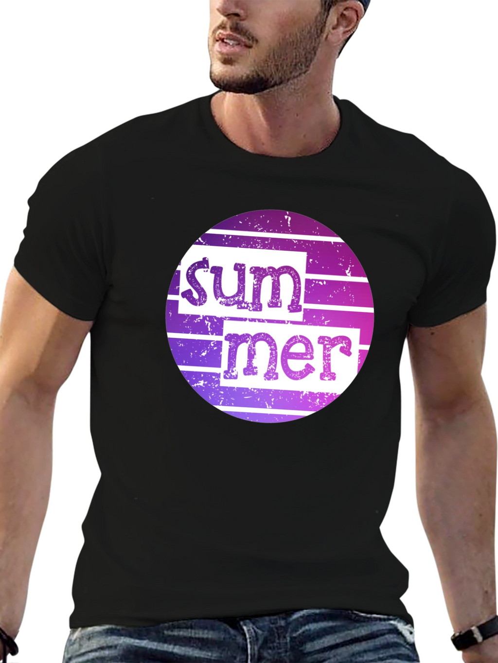 Summer Graphic Tee - Retro Style Black T-Shirt