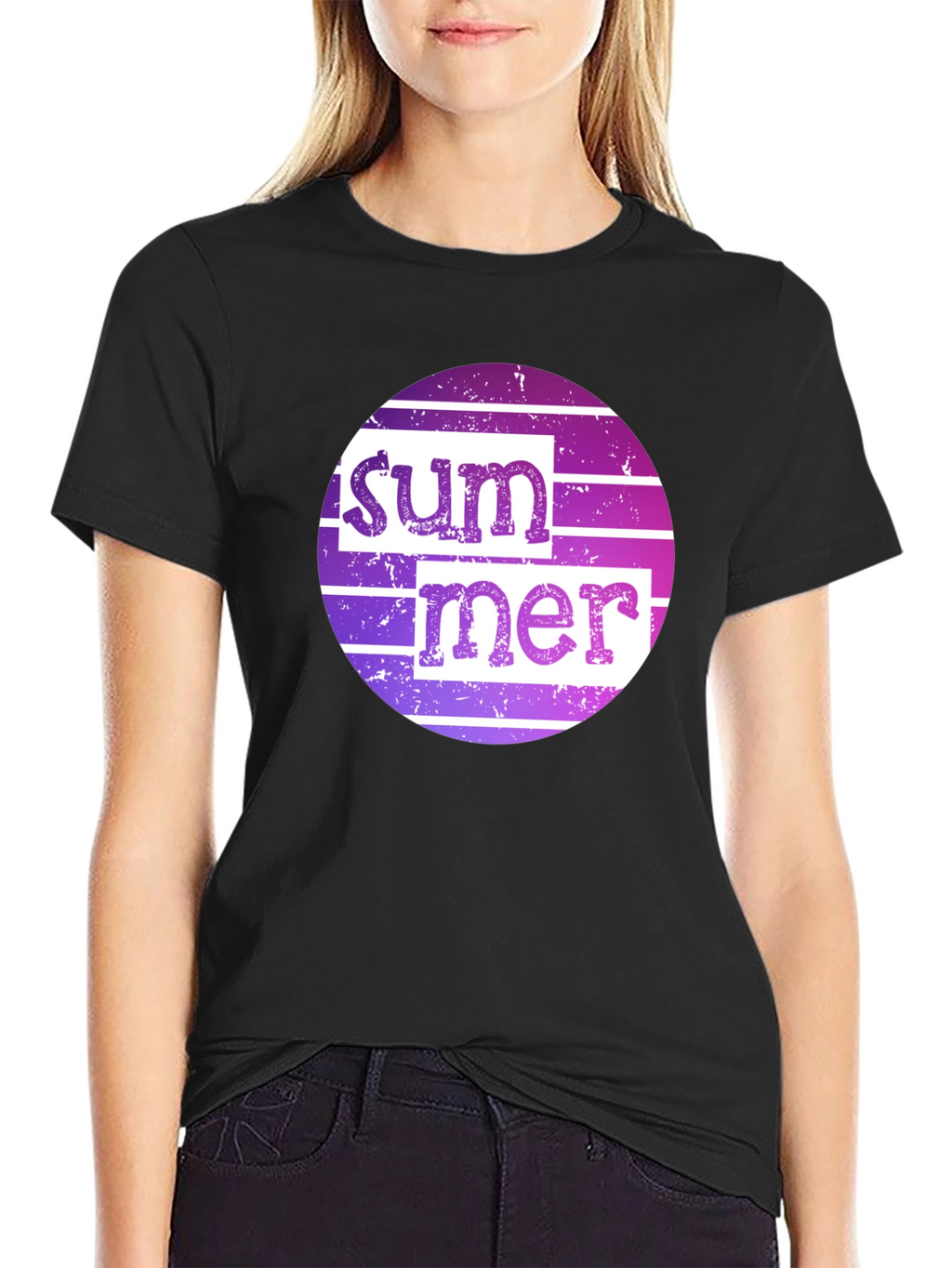 Summer Graphic Tee - Retro Style Black T-Shirt