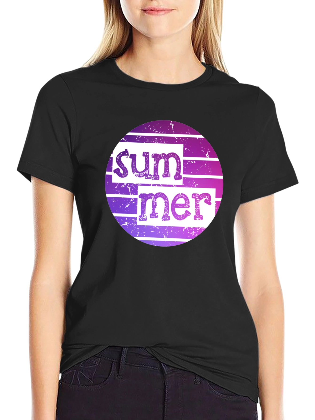 Summer Graphic Tee - Retro Style Black T-Shirt