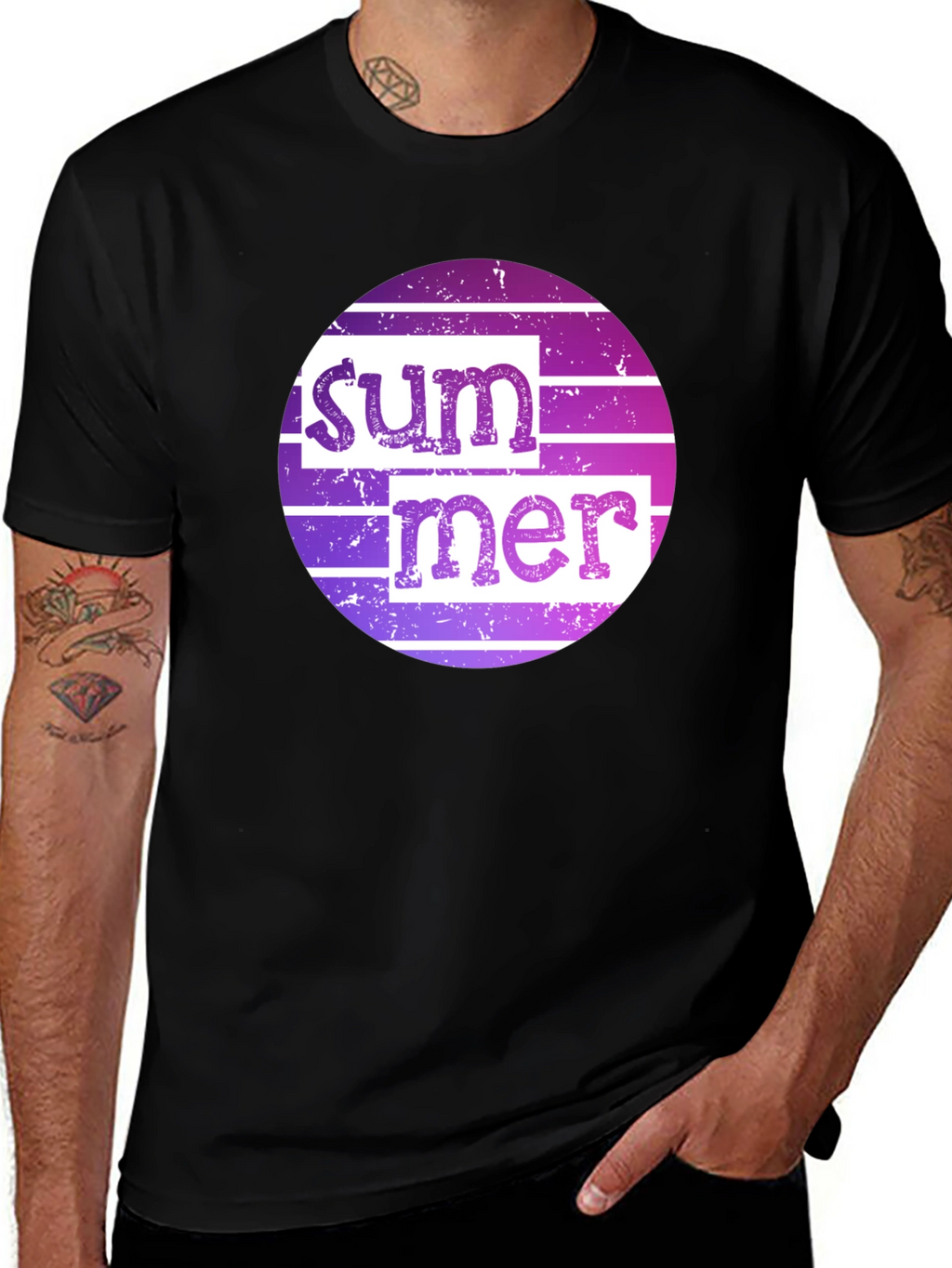 Summer Graphic Tee - Retro Style Black T-Shirt