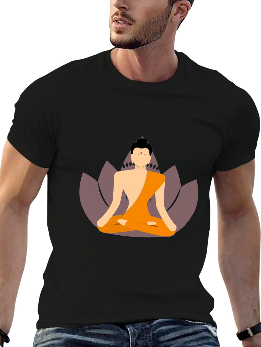 Buddha Graphic Black T-Shirt Meditating Yogi Tee