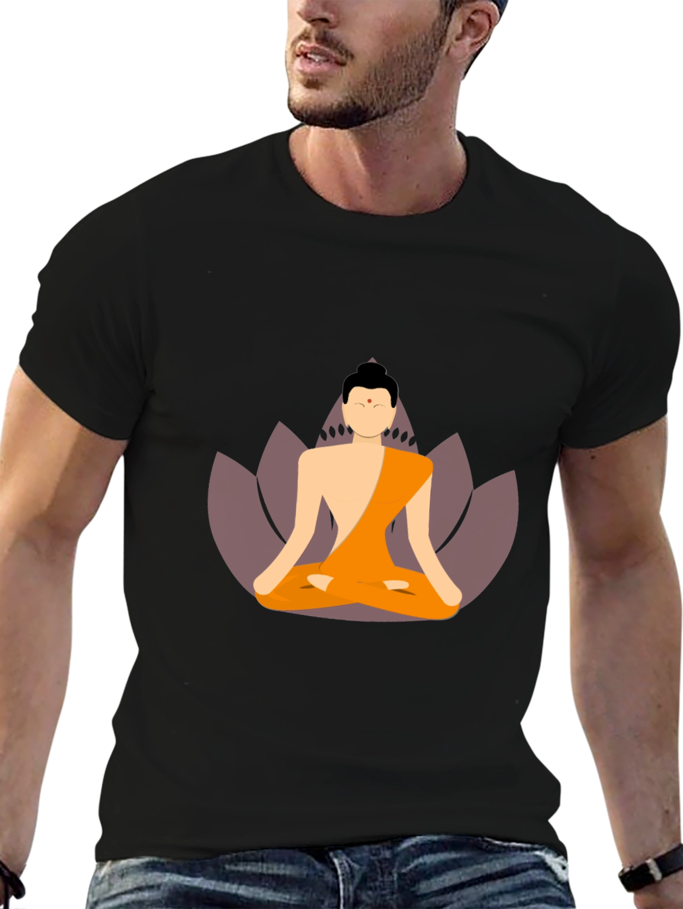 Buddha Graphic Black T-Shirt Meditating Yogi Tee