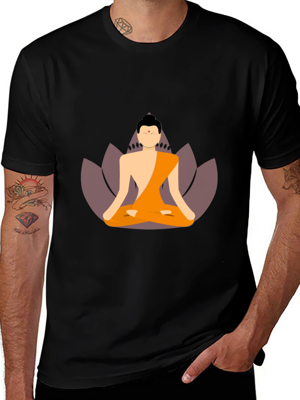 Buddha Graphic Black T-Shirt Meditating Yogi Tee