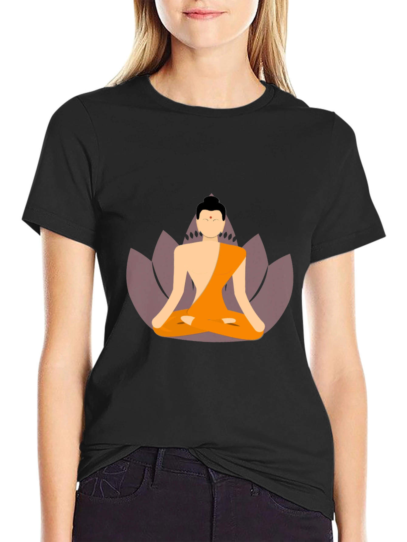 Buddha Graphic Black T-Shirt Meditating Yogi Tee