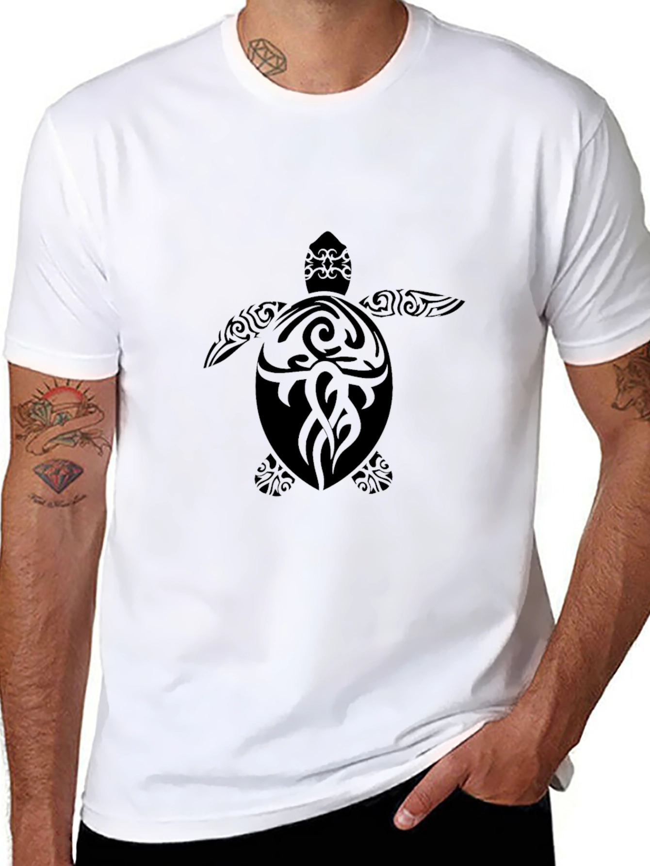 Mens Black Turtle Graphic Tee - Stylish Comfort