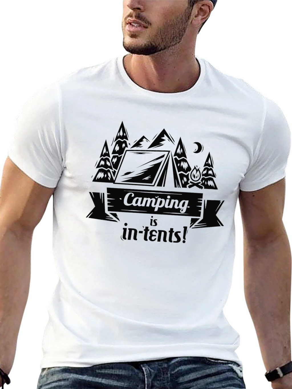 Camping Is In-Tents! Black T-Shirt