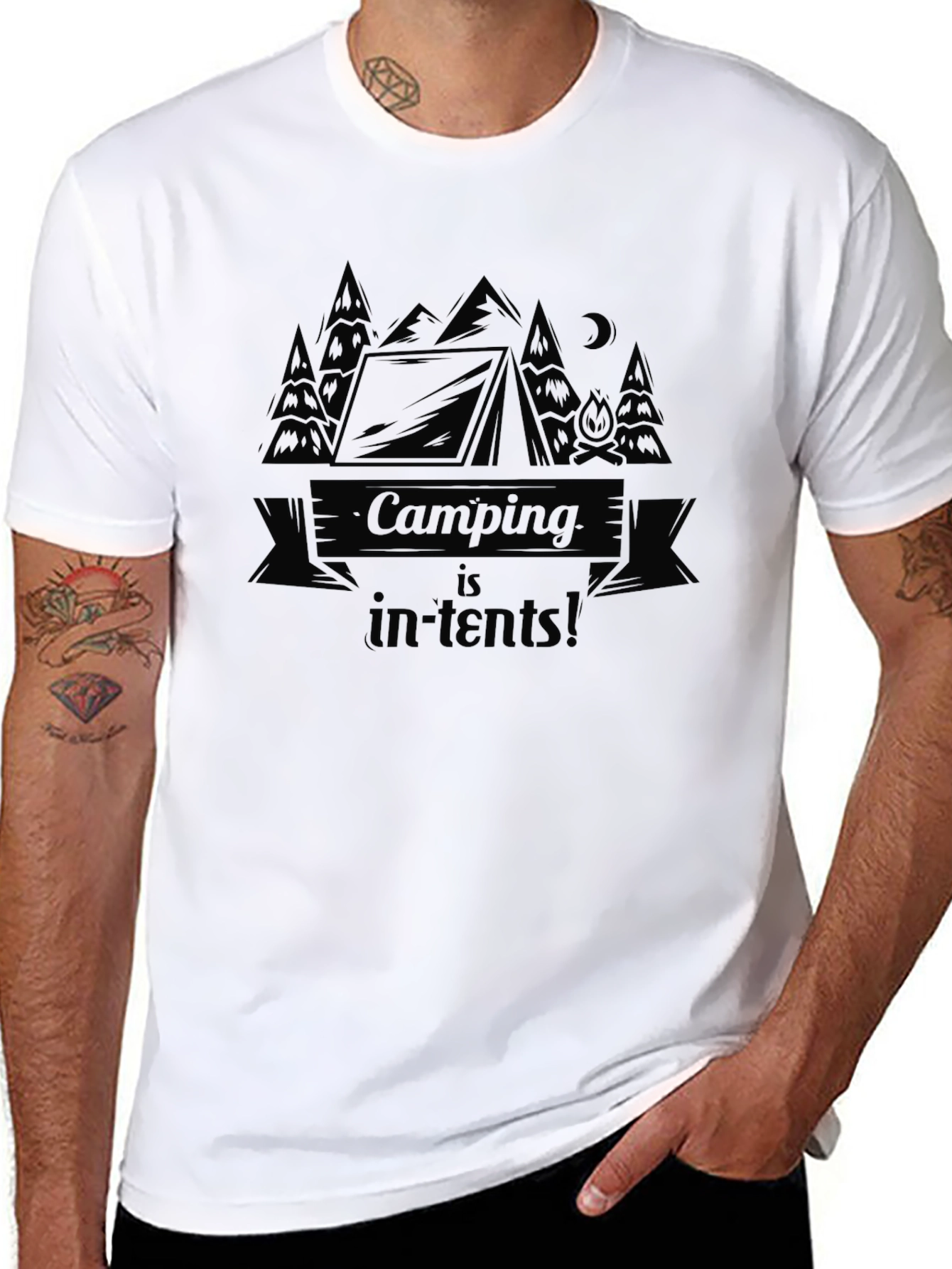 Camping Is In-Tents! Black T-Shirt