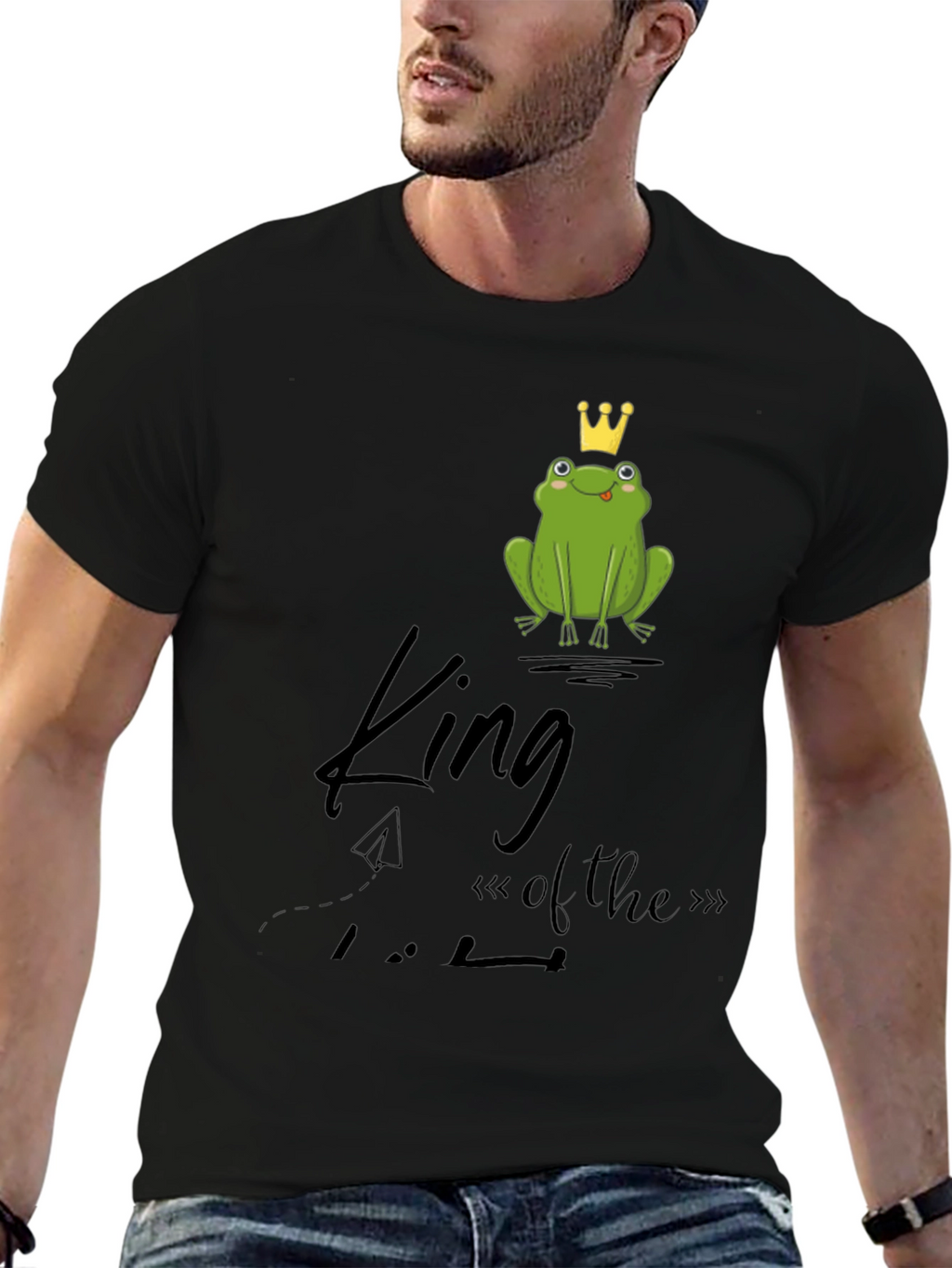 Frog King Graphic Tee - Black Cotton T-Shirt