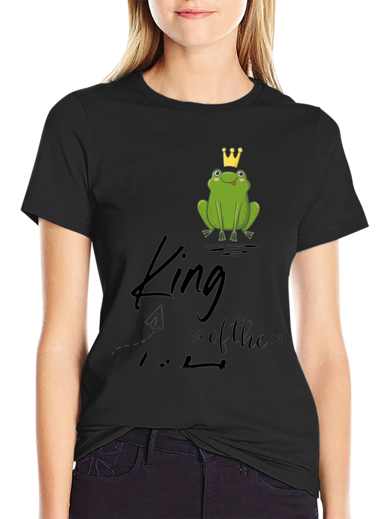Frog King Graphic Tee - Black Cotton T-Shirt