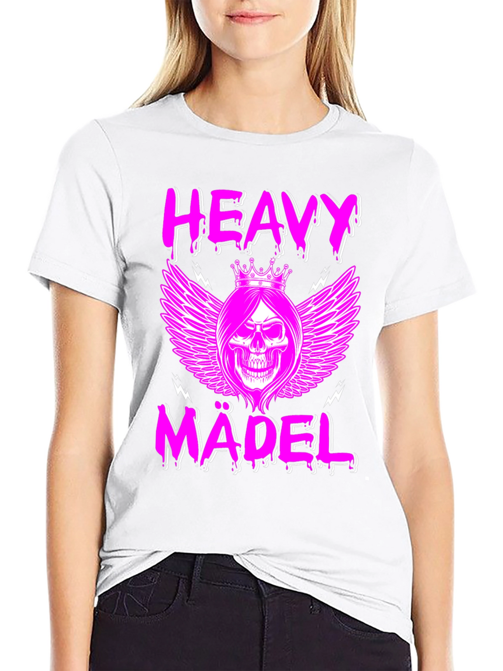 Heavy Mädel Pink Skull T-Shirt