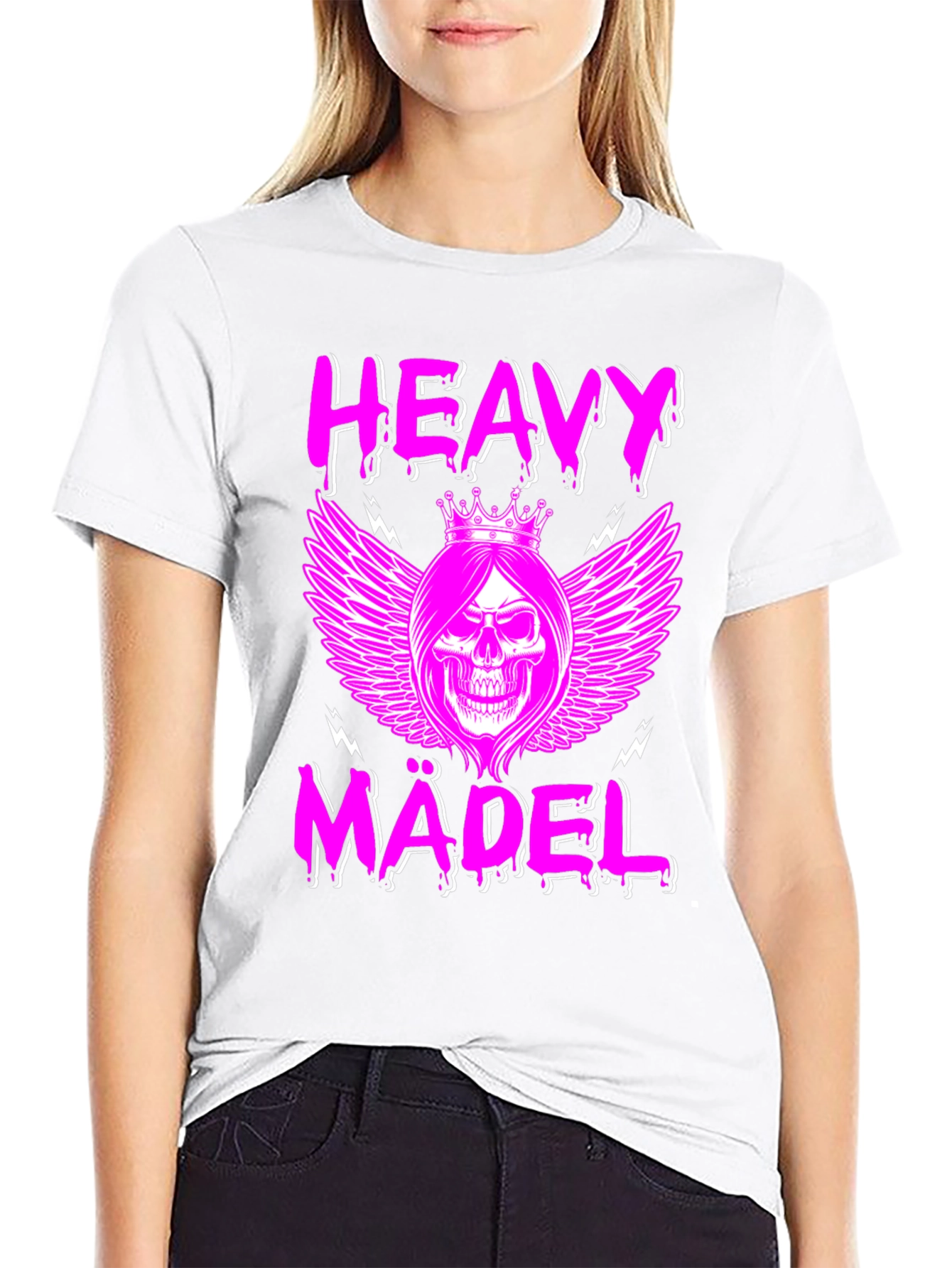 Heavy Mädel Pink Skull T-Shirt