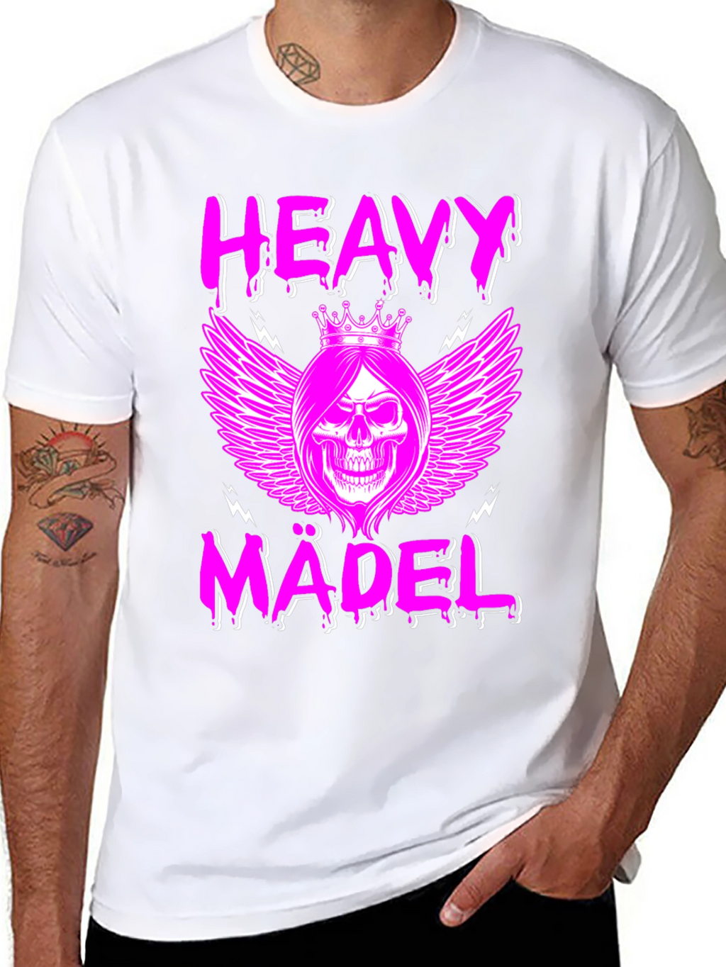 Heavy Mädel Pink Skull T-Shirt