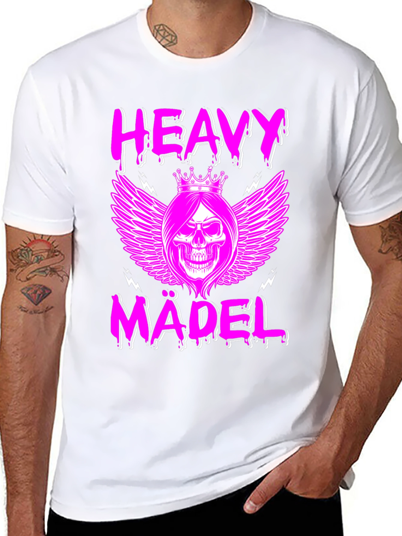 Heavy Mädel Pink Skull T-Shirt