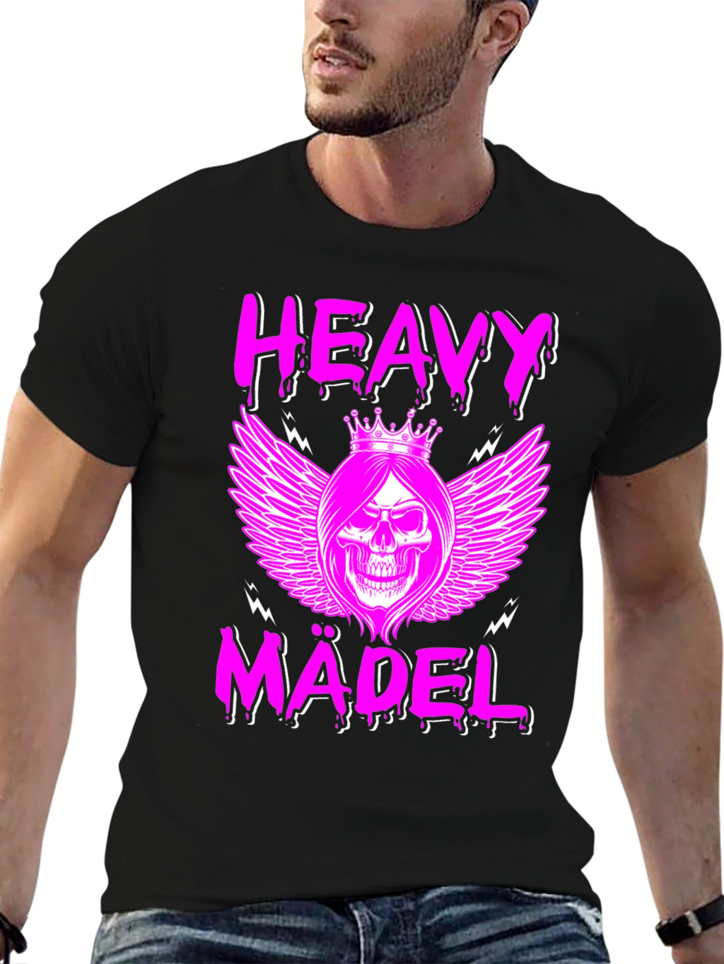Heavy Mädel Pink Skull T-Shirt