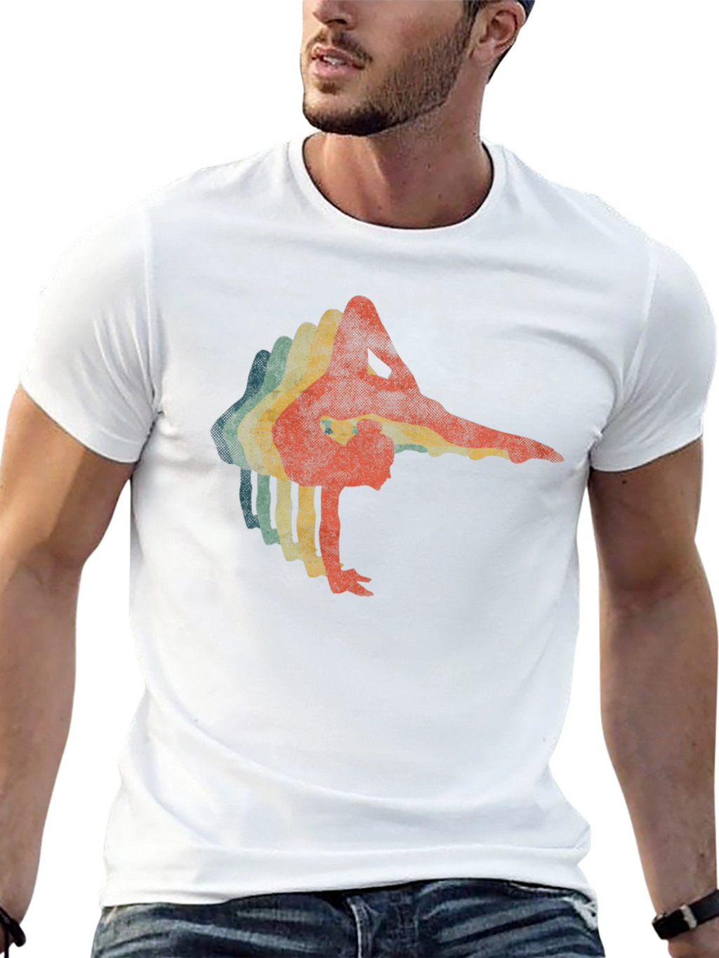 Retro Gymnast Graphic Black T-Shirt