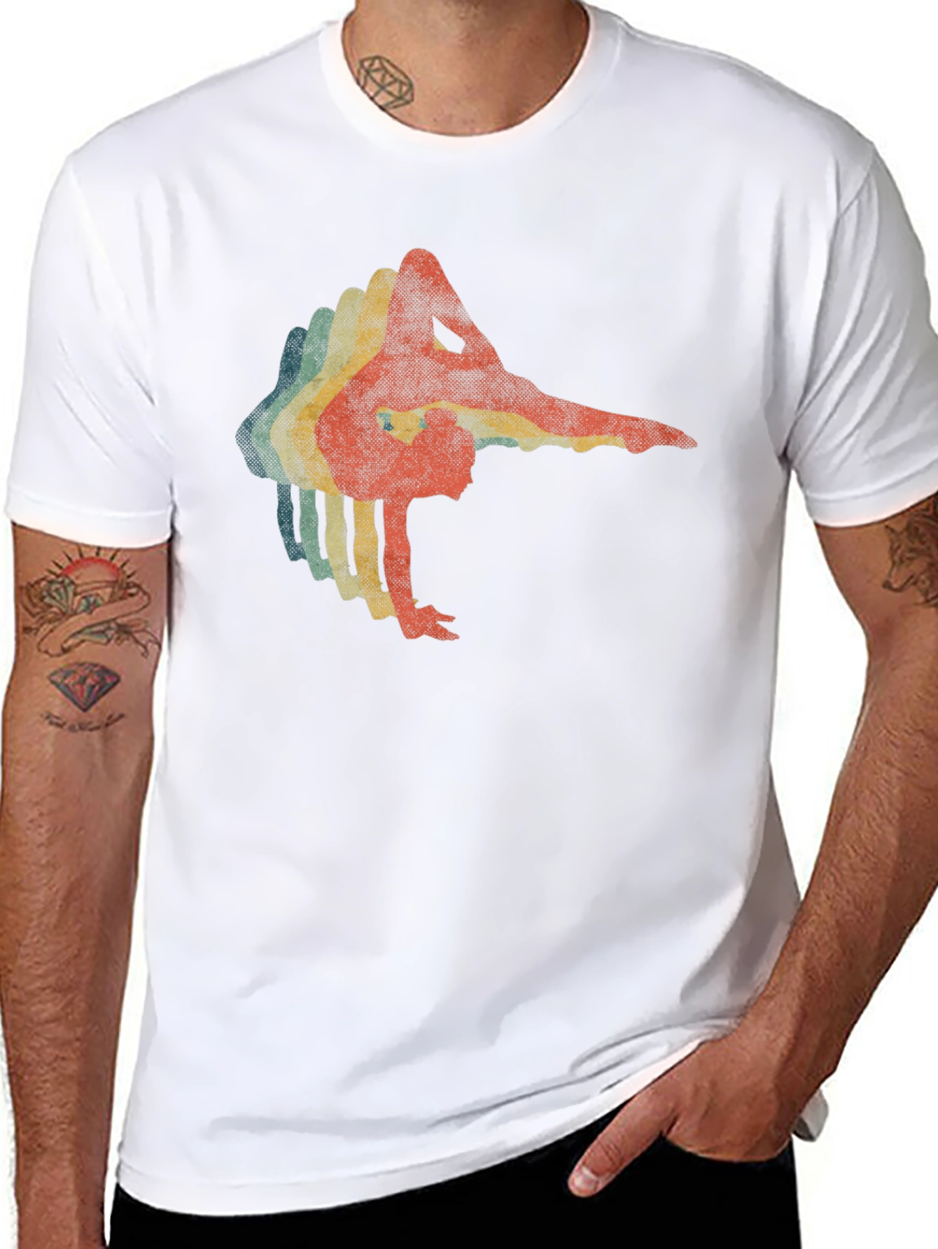 Retro Gymnast Graphic Black T-Shirt