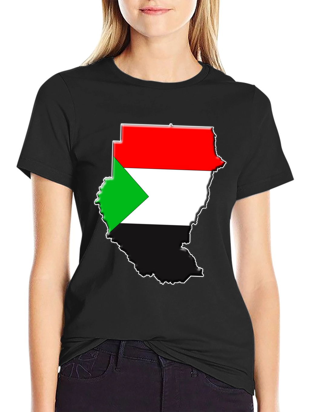 Sudan Flag Map Graphic T-Shirt - Black