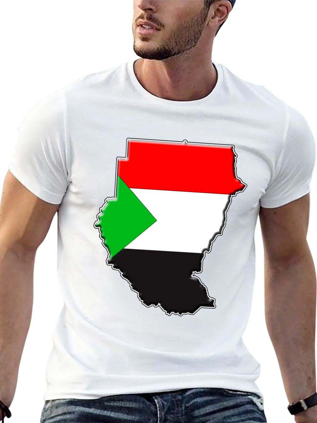 Sudan Flag Map Graphic T-Shirt - Black