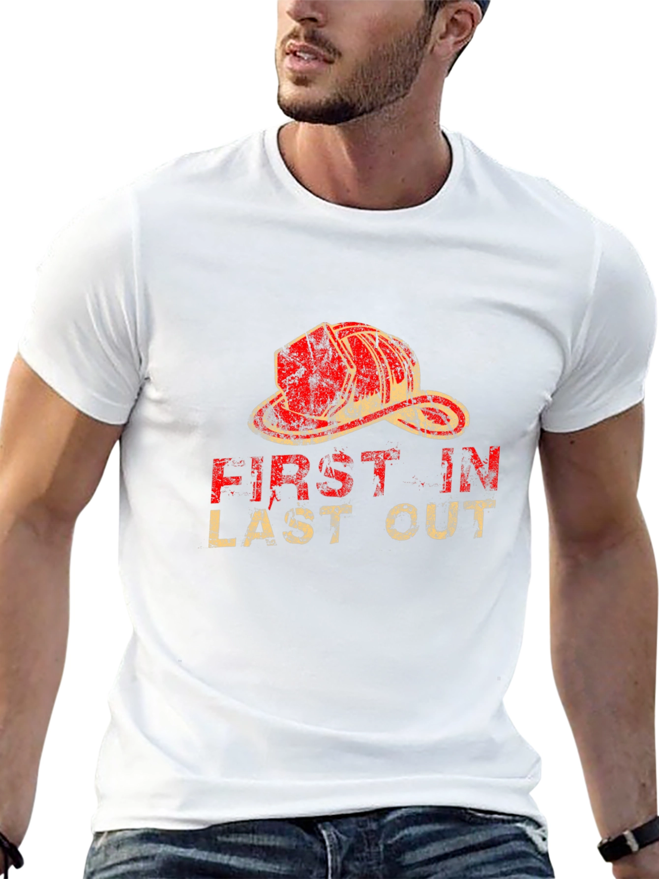 Firefighter First In Last Out Black T-Shirt