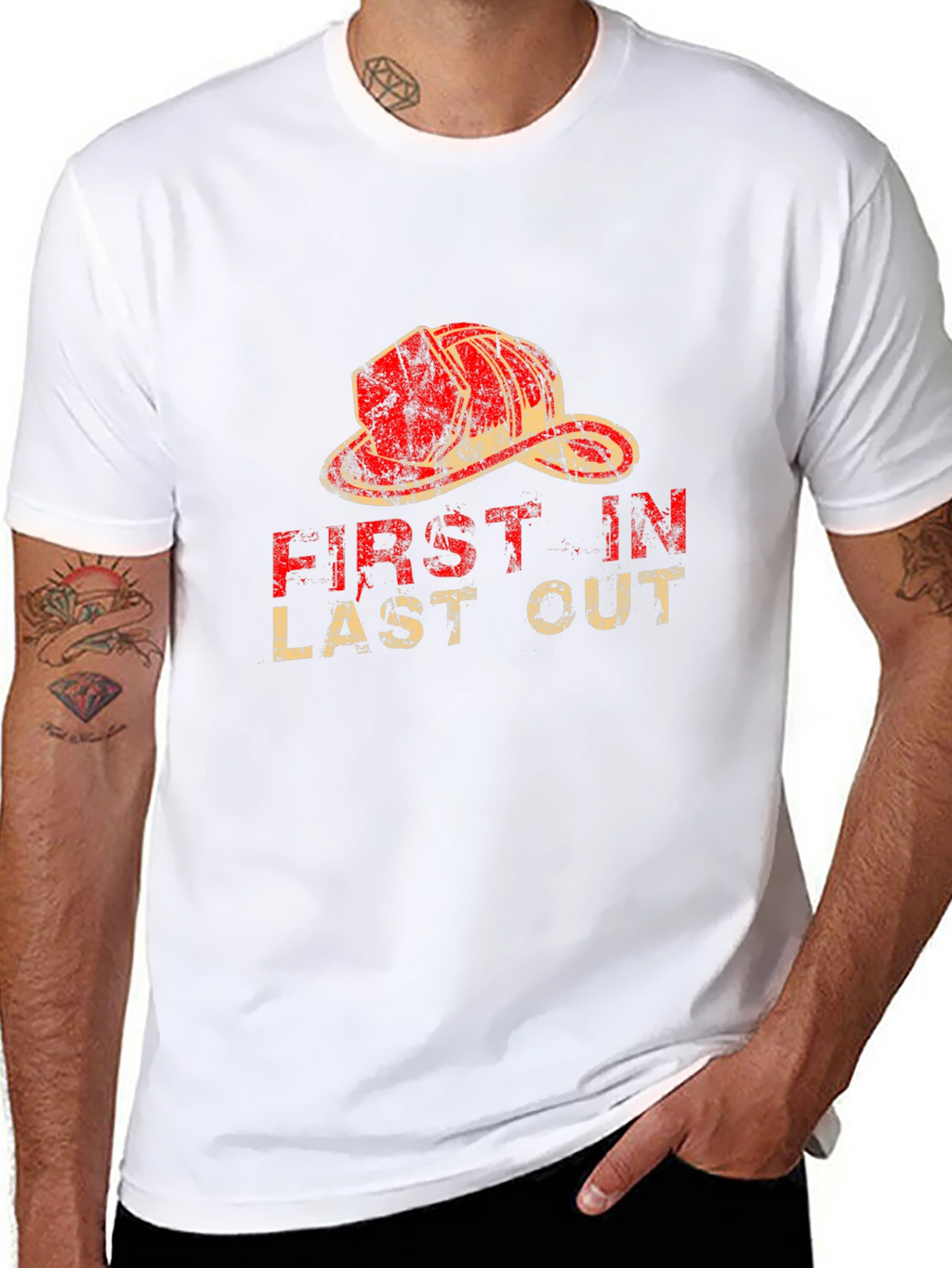 Firefighter First In Last Out Black T-Shirt