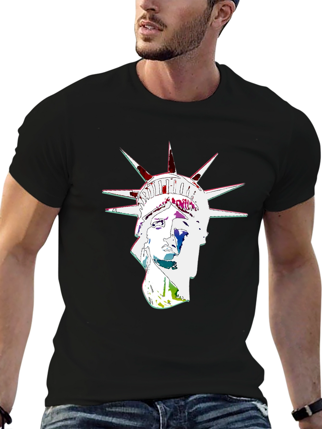 Statue of Liberty Graphic Black T-Shirt