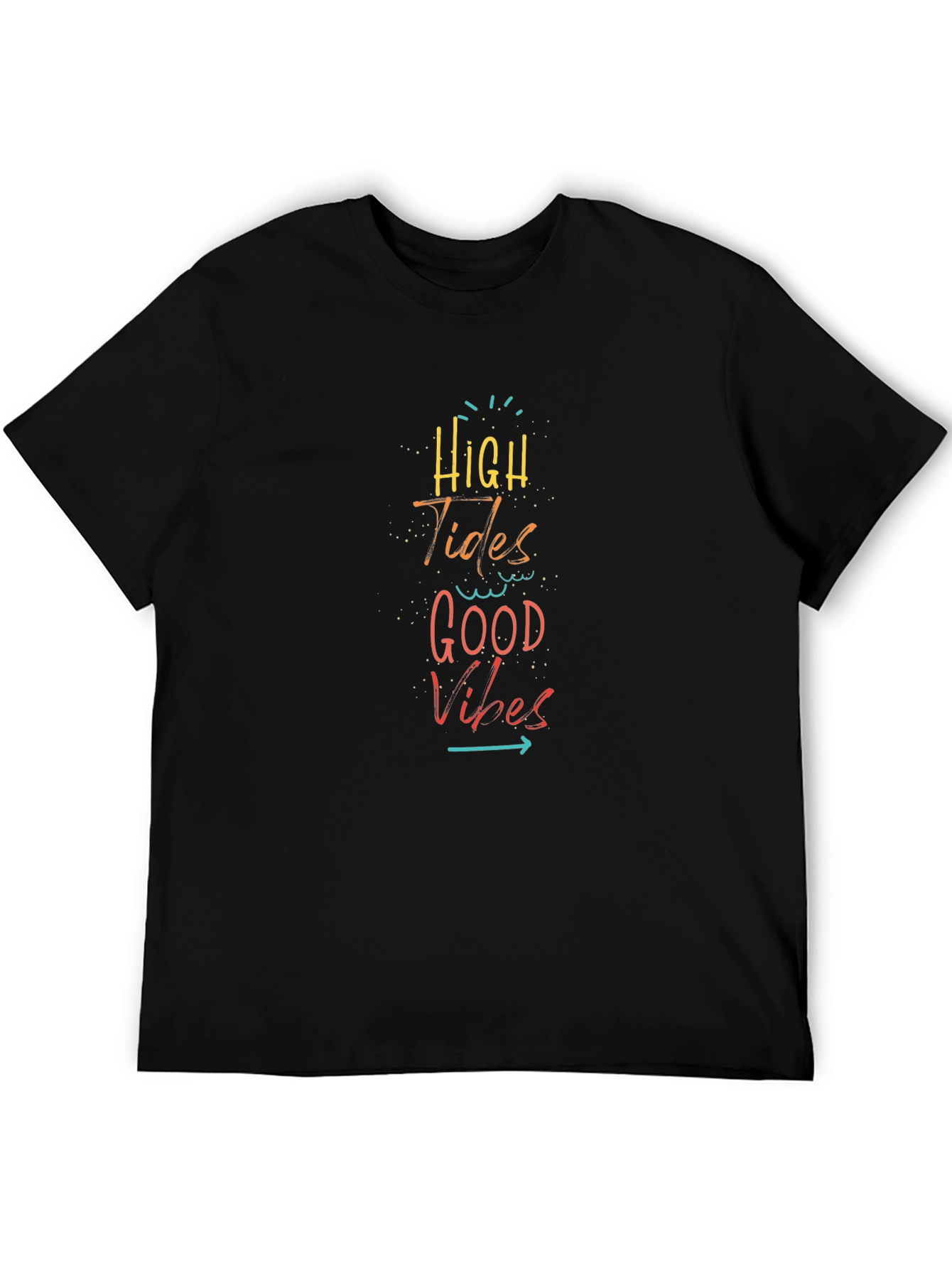 High Tides Good Vibes Black Graphic Tee